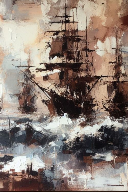 “Navigating Fury” by ArtixHub – abstract canvas wall art with bold strokes of crimson, navy, and white, evoking a stormy sea or emotional turbulence, ideal for studios, offices, or living rooms. This dramatic composition adds raw energy and movement to UAE homes with a taste for expressive, statement-making interiors.