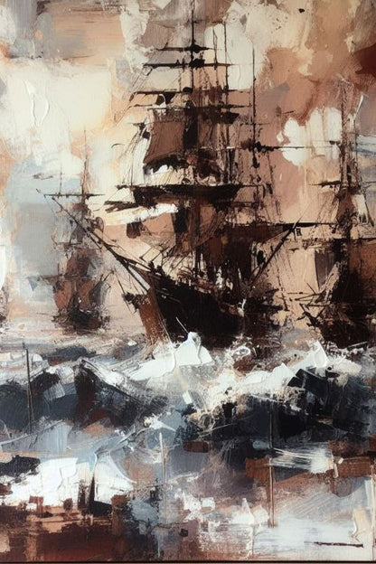 “Navigating Fury” by ArtixHub – abstract canvas wall art with bold strokes of crimson, navy, and white, evoking a stormy sea or emotional turbulence, ideal for studios, offices, or living rooms. This dramatic composition adds raw energy and movement to UAE homes with a taste for expressive, statement-making interiors.