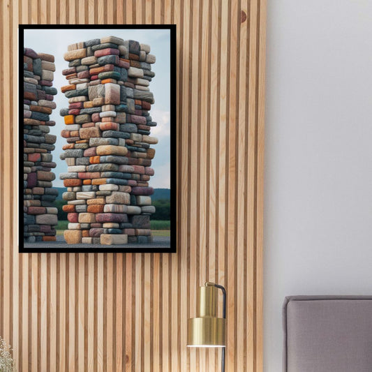 “Pebble Pinnacle” by ArtixHub – abstract canvas wall art featuring layered pebble-like shapes in earthy beige, taupe, and soft gray, ideal for entryways, offices, or minimalist bedrooms. This modern yet grounded piece adds sculptural calm and texture to UAE homes that favor neutral tones and organic balance.