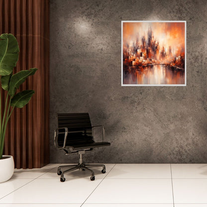 “Scarlet Horizons” by ArtixHub – abstract canvas wall art in deep scarlet, burnt orange, and warm gold hues, evoking a stylized sunset over distant hills, ideal for dining rooms, living rooms, or entryways. This radiant piece adds warmth and depth to UAE homes with a passion for bold yet atmospheric interior accents.