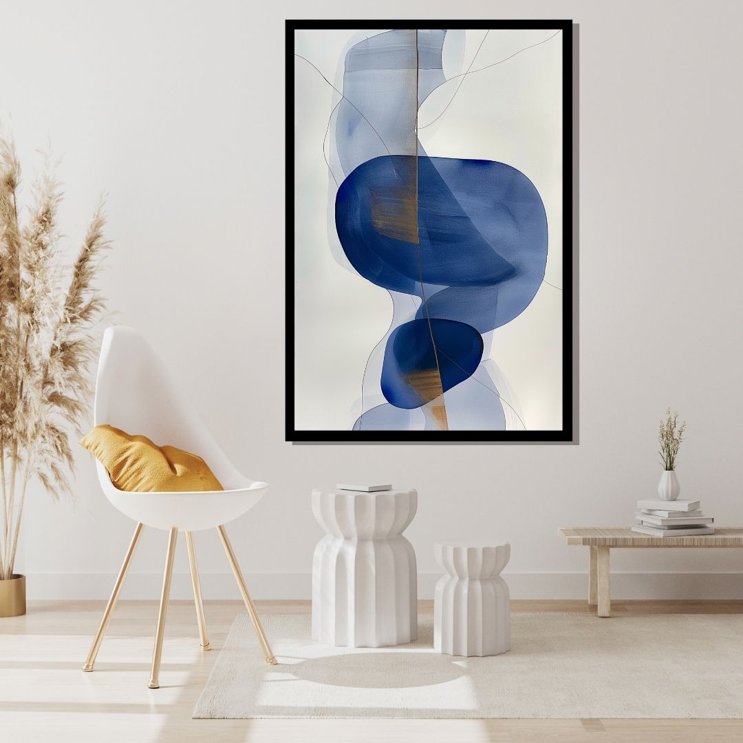 “Subtle Currents” by ArtixHub – minimalist abstract canvas wall art with layered blue and beige forms mimicking gentle tidal movement, ideal for wellness spaces, bedrooms, or entryways. This serene, flowing piece brings balance and softness to UAE homes with a modern yet organic interior style.
