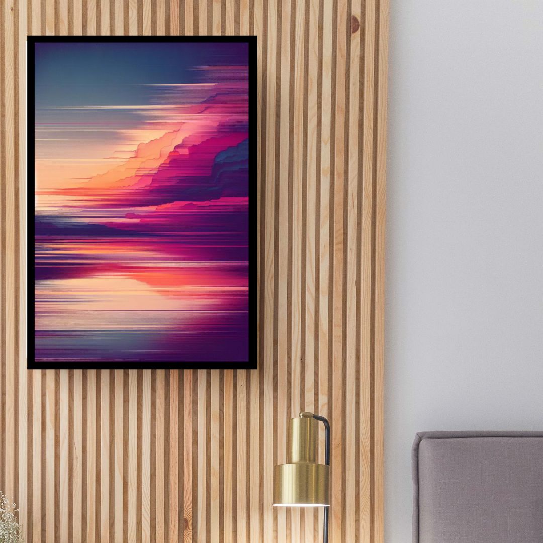 “Twilight Reverie” by ArtixHub – abstract canvas wall art featuring ethereal pink and blue tones mirrored across a calm reflective surface, blending dreamy skies and delicate symmetry. Ideal for wellness rooms, reading nooks, or lounge areas, this tranquil piece evokes a meditative twilight moment, perfect for UAE homes with a serene, thoughtful aesthetic.