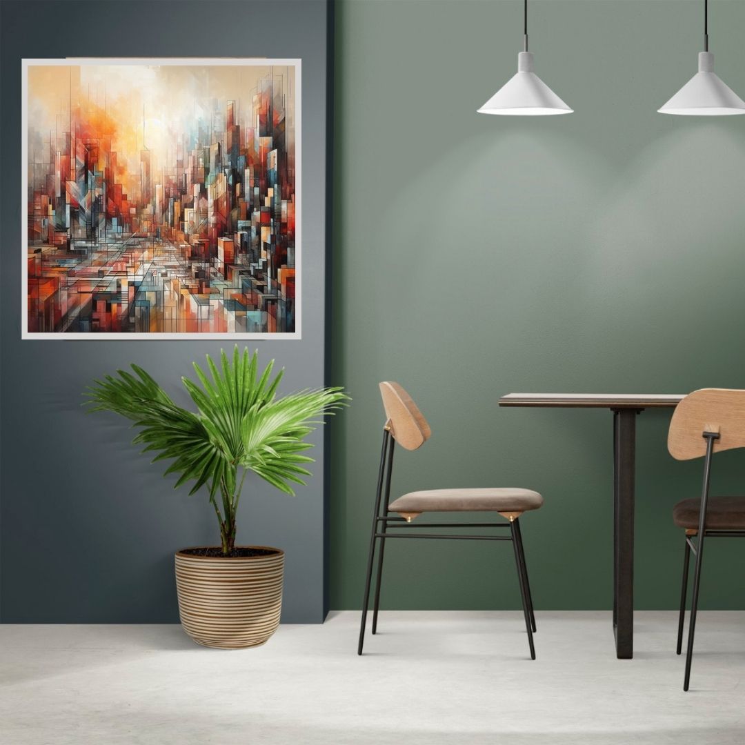 “Vivid Horizons” by ArtixHub – abstract canvas wall art featuring layered tones of crimson, orange, peach, and violet, echoing a bold and artistic interpretation of a glowing horizon. Ideal for dining rooms, lounge areas, or modern hallways, this radiant piece infuses UAE interiors with warmth, energy, and a sense of colorful calm.