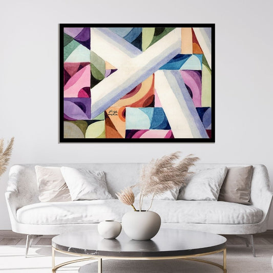 Abstract art piece with geometric shapes in various colors. Pattern of Thought in Beauty 2 (نسق الفكر في الجمال 2) – abstract expressionist painting by Professor Ibrahim Al Awam, ArtixHub