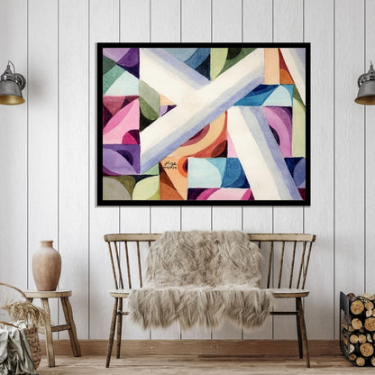 Abstract art piece with geometric shapes in various colors. Pattern of Thought in Beauty 2 (نسق الفكر في الجمال 2) – abstract expressionist painting by Professor Ibrahim Al Awam, ArtixHub