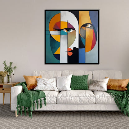Shards of Perception – abstract geometric portrait with vivid colors and stylized faces, available on ArtixHub